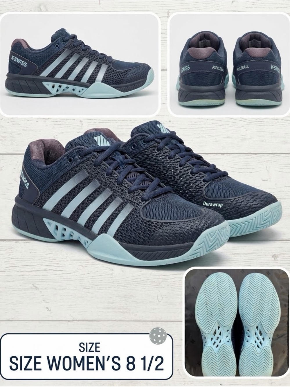 K-Swiss Express Light Pickleball Shoes Women’s Size 8.5 Navy Mint
